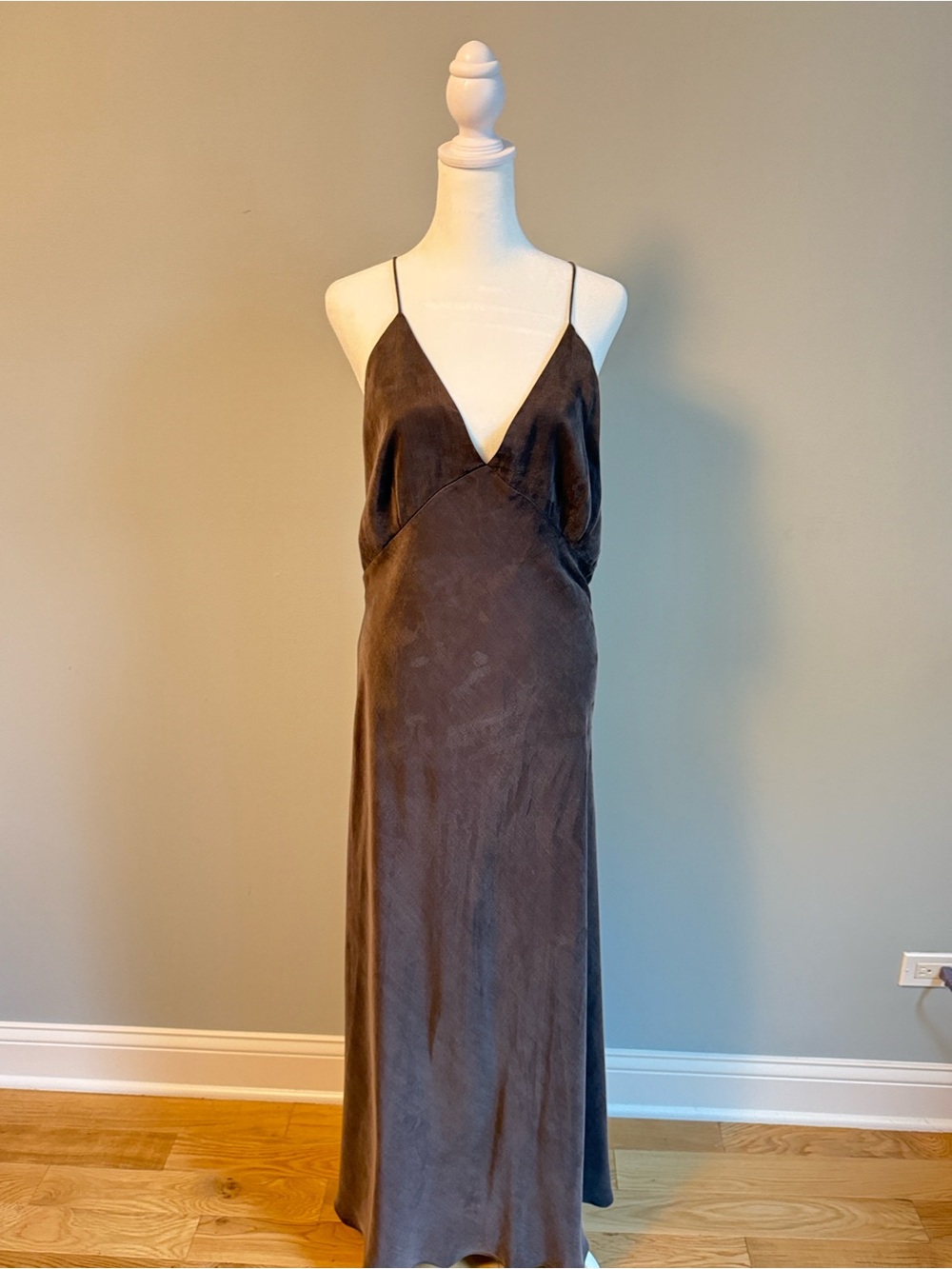 Zara chocolate Silk Slip Dress